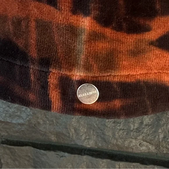 All Saints Vibrant Velvet Orange and Deep Purple Tie-Dye Muscle Tee - Picture 5 of 6